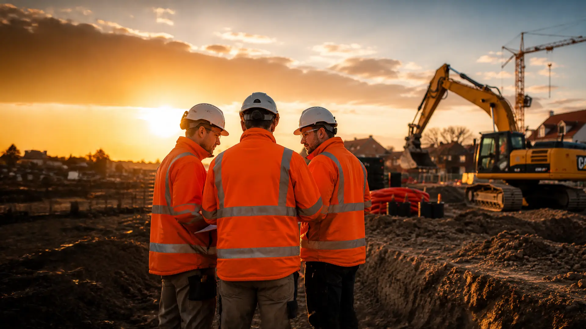 Overleggende kabels en leidingen professionals op de bouwplaats